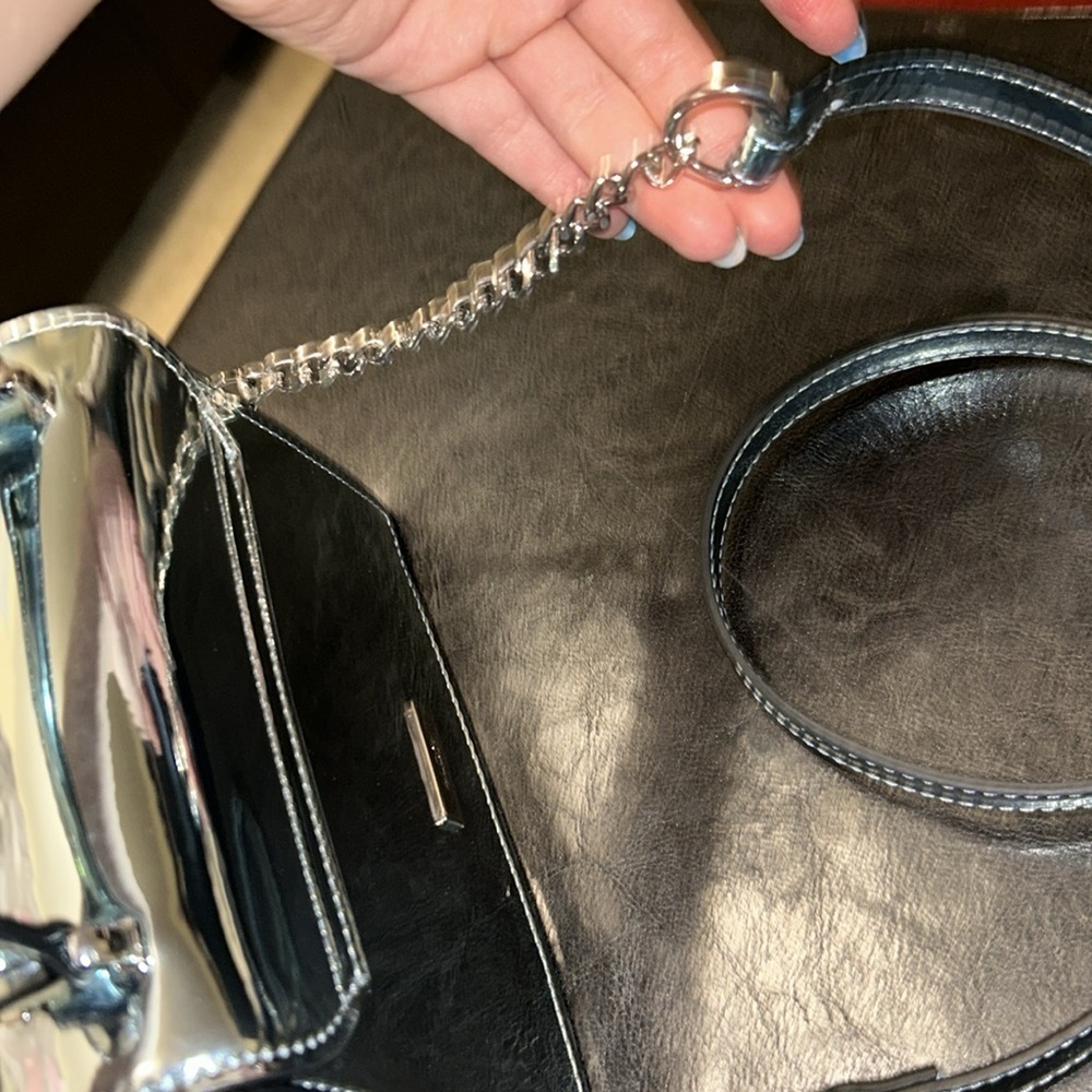 ALDO CHROME BLUE RHINESTONE BOW MINI CROSSBODY BAG TEAL - Picture 6 of 8